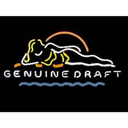 Genuine Draft Bikini Girl Custom Handmade Real Glass Tube Bar KTV Store Restaurant Advertise Decoration Display Neon Sign 24X20"