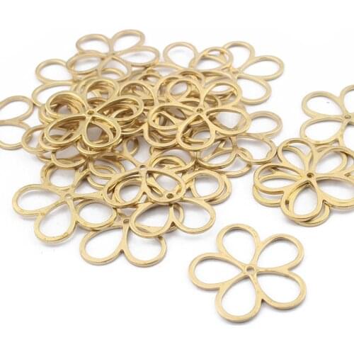 20pcs Raw Brass Hollow Flower Charms Pendant For Women Earrings Necklace Jewelry Findings Making Accessories 23*23mm