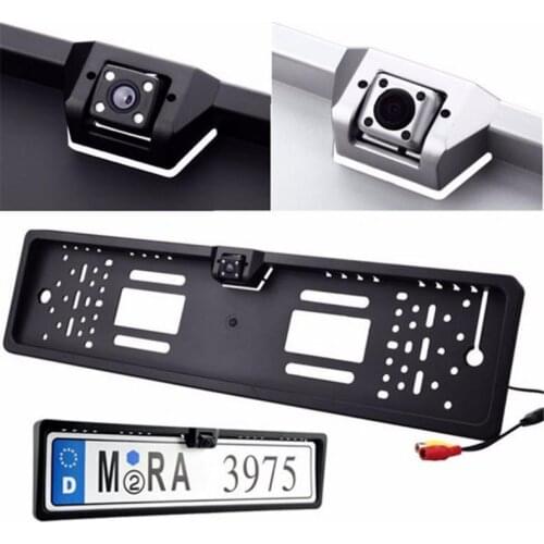 12V 480 TVL Waterproof 170 Degrees Plastic + Glass Europe License Plate Frame with Rear View Camera Suitable for Cars