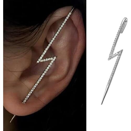 Luxury Hook Earring Crystal Geometry Long Earrings for Women Ear Climber Ear Wrap Crawler Statement Boho Fashion Cuff Earrings