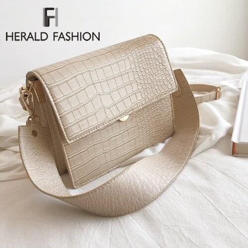 Luxury Handbags Women Bags Shoulder Designer Crocodile Pattern Women Leather Pu Messenger Bag Lady Wide Strap Crossbody Bag