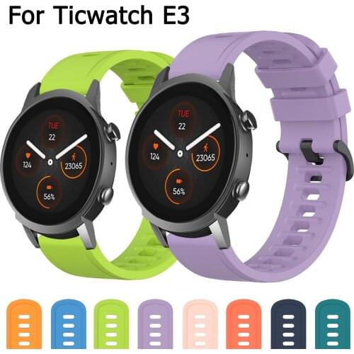 Silicone Band For Ticwatch E3 Wrist Strap For TicWatch C2 Plus (Onyx and Platinum) GTH E 2 Sport Bracelet Replacement Watch Belt