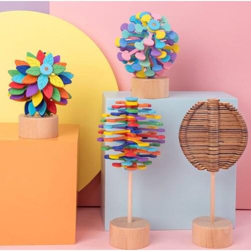 Spinning Lollipop Office Anti Stress Relief Anxiety Decompression Stick Creative Wooden Montessori Educational Toys Adults Kids