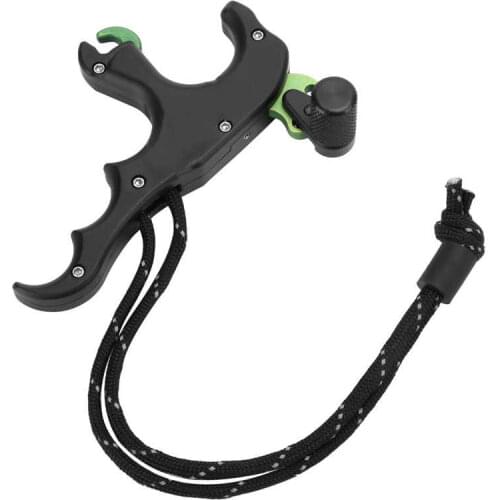 Aluminium Alloy Compound Bow Four Thumb Release Trigger Aid with Lanyard Compound Bow Shooting Four Finger Release Aid
