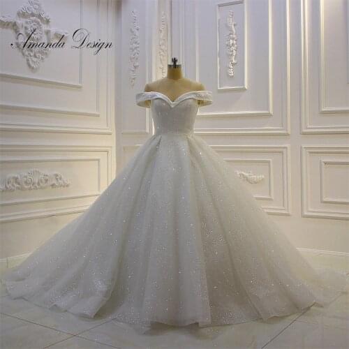 Amanda Design robe de mariage Off Shoulder Shiny Glitter Ball Gown Wedding Dress