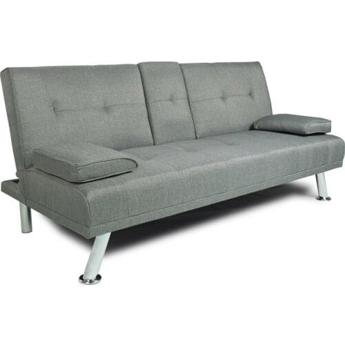 Light Grey 1Set Stylish Upholstered Futon Sofa Bed Furniture Sofa Bed Sturdy Construction for Office