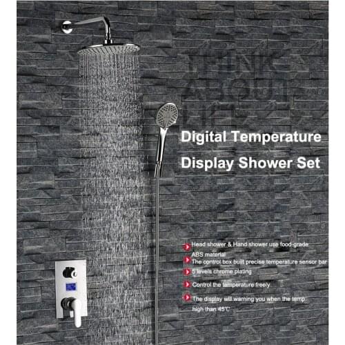 Water Power Concealed LED Shower Temperature Control Rainfall & Massage Shower Digital Shower Temperature Control Sets