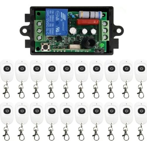 Universal RF Wireless Remote Control light switch AC 220 V 10 A 1 channel 1 * Receiver +20* Transmitter Learning code
