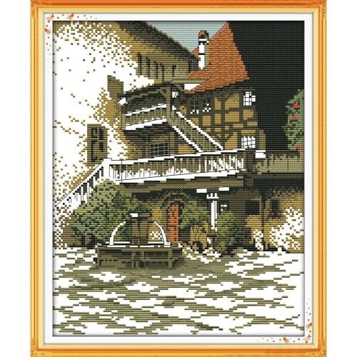 Everlasting Love Old Building Chinese Cross Stitch Kits Ecological Cotton Fabric 11 14CT DIY Christmas Decorations For Home Gift
