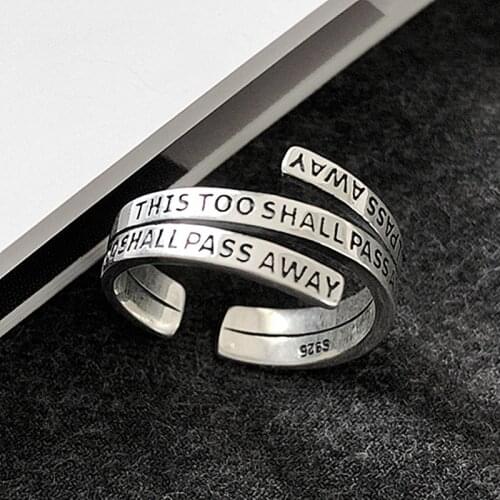YIZIZAI Vintage Mutil-layer Letter Thai Silver Color Rings Personality Adjustable Opening Ring For Women Party Gift