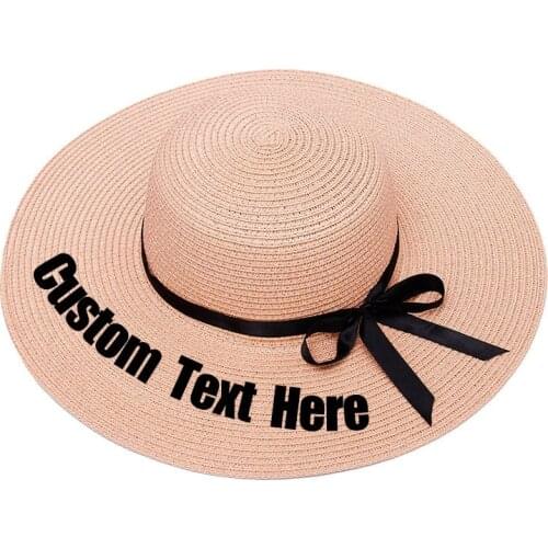Embroidery straw hat women Custom logo your name hat summer travel wild dome hat seaside vacation sunscreen sun hat 2020