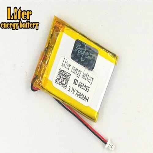 1.0mm - 2P plug 3.7V 603035 700mah Rechargeable lipo battery solar li ion polymer lithium battery MP3 MP4 MP5 small toys