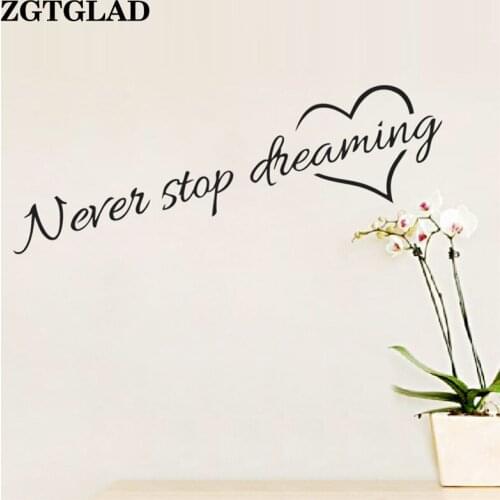 1 Set Never stop dreaming wall stickers bedroom living room quarto decorative stickers Home decor DIY wall decor