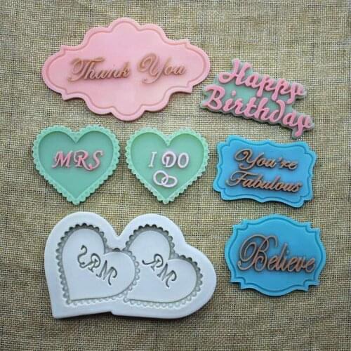 3D Carving Silicone Nail Mold Stamping Happy Birthday Cake Cookies Ice Cream Biscuits Candies Aromatherapy Gypsum Mold