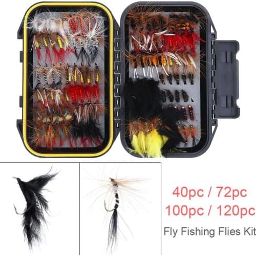 40-120pcs Fishing Lures Dry Wet Fly Fishing Flies Box Set Nymph Trout Grayling Panfish Lure Carp Artificial Fish Bait