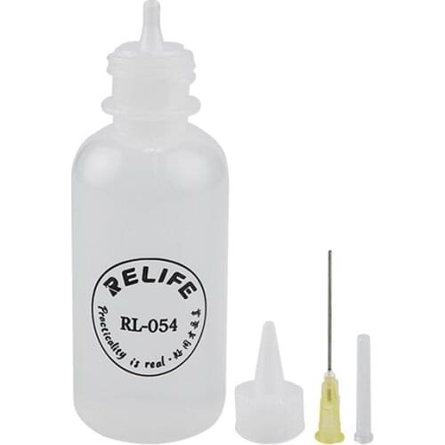 RL-054 50ML Empty Plastic Bottle Phone Repair Squeeze Bottle for Alcohol Soldering Flux Rosin Dispenser With Needle