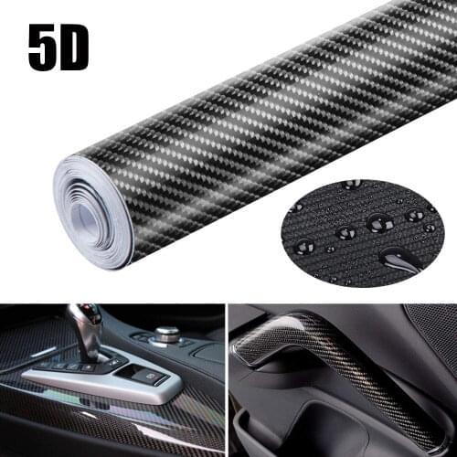 5D Car Glossy Carbon Fiber Vinyl Stickers Car Decoration Accessories DIY Paste Anti-scratch Tape Waterproof Protective Film