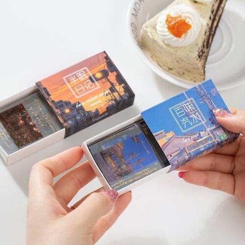 60 pcs Matchbox sticker Flower Dusk Scenery Decorative PVC Sticker Scrapbooking diy Label Diary Stationery Album Journal Stick