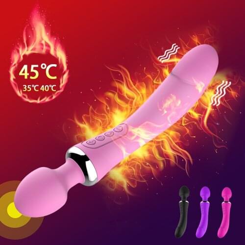 AV Stick Heating Dual Head Dildo Vibrator Massager Dual Vibrating Anal Vibrator G Spot Clitoris Stimulator Sex Toys for Woman