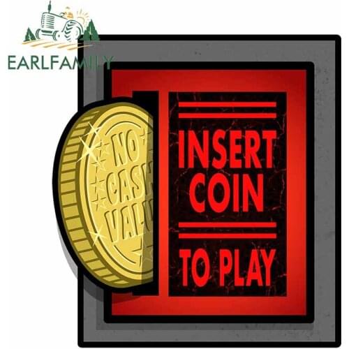 EARLFAMILY 13cm x 11.8cm for Retro Pinball Arcade Coin Slot VAN Personality Car Stickers Waterproof Decal for Motorcycle Bumper