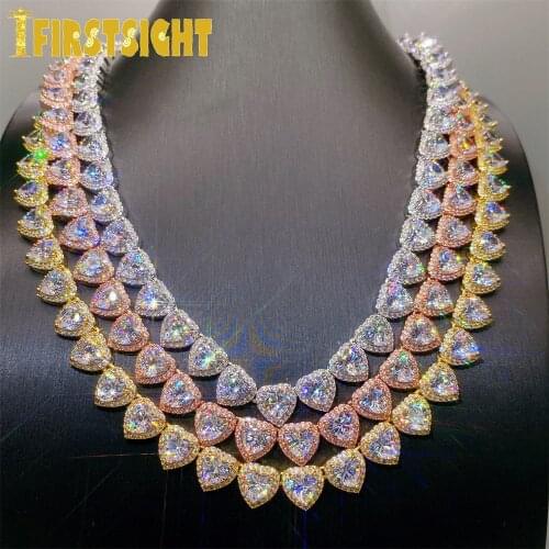 Iced Out Bling AAA Zircon Heart Necklace Women Hip Hop Fashio Women Jewelry 10mm Gold Silver Color Heart Tennis Chain CZ Choker