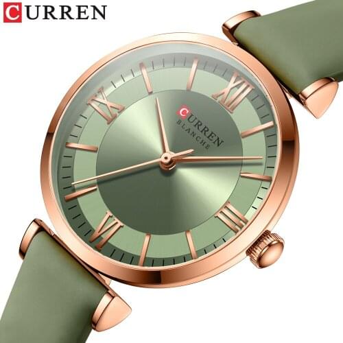 CURREN 2021 Luxury Brand New Watches For Women Simple Quartz Leather Clock Elegant Dress Bracelet Wristwatch With Leather Strap