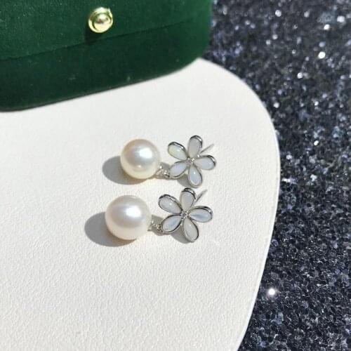 Flower 925 Sterling Silver Earrings Findings Settings Base Mountings Parts for Pearls Agate Crystal Stones Jade 5pairs/lot