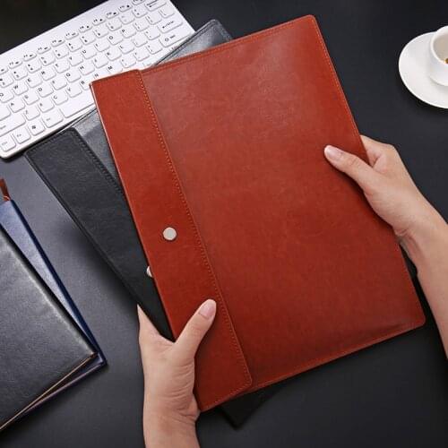 A4 Business Leather Document Bag Large Capacity Portable File Bag High-grade Waterproof Briefcase File Pocket Documents Pouch