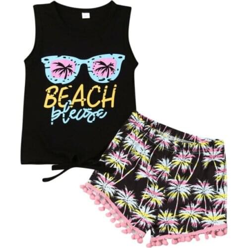 US Toddler Baby Girl Kid Beachwear Seaside Vest Top + Short Pants Outfit Clothes