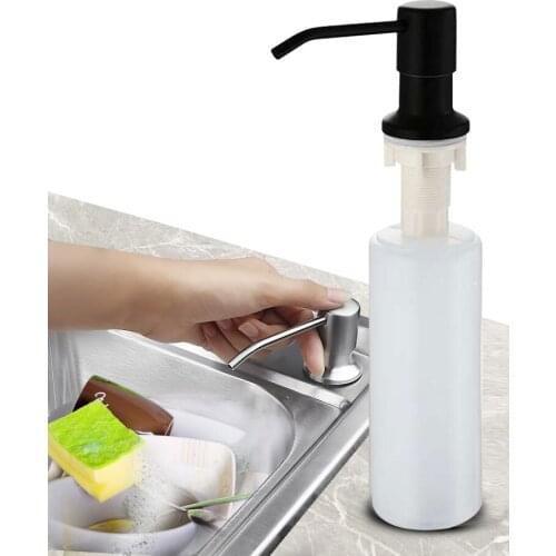 Black Stainless Steel Deck Mounted Kitchen Soap Dispensers for Kitchen Built in Counter Top Dispenser