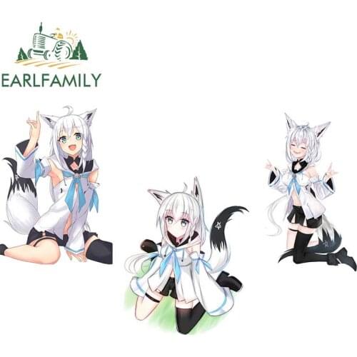 EARLFAMILY 13cm for Hololive Shirakami Fubuki Car Stickers And Decals Occlusion Scratch Auto Motorcycle Trunk Vinyl Decoration
