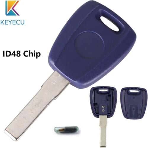 KEYECU Transponder Car Key Fob ID48 Chip for Fiat 500 Panda Multipla Bravo Punto Ducato Daily Stilo Uncut SIP22 Blade