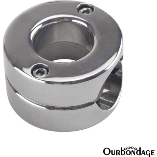 Ourbondage Stainless Steel Drum Shape Penis Ring Stretcher Scrotum Pendant Restraint Penis Traning For Men Gay Sex Toy