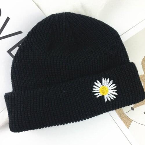 Kpop G-Dragon Small Daisies Embroidery Beanies Hat Bigbang GD Same Paragraph Knitted Caps Unisex Hip Hop Bonnet Gorros Hat