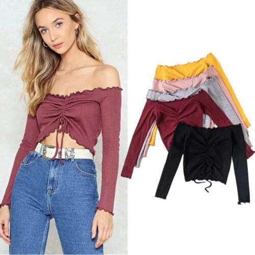 Backless Lantern Sleeve Short T-shirt Women Square Collar Summer Top Women Bow Tie Sexy Women T shirt