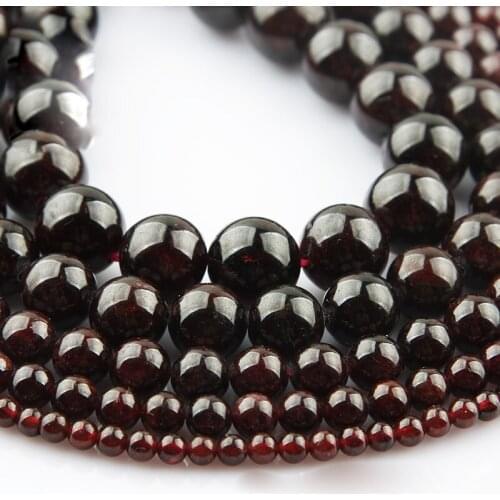 15"(38cm) Strand Round Natural Garnet Stone Rocks 4mm 6mm 8mm 10mm 12mm Beads for Jewelry Making DIY Bracelet Findings