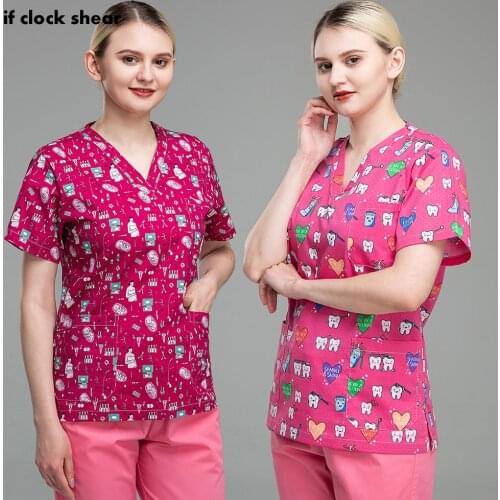 Beauty Salon Work Medical Clothes Pet Grooming Workwear Costume Women and Men Working Uniforms Scrubs Uniforms Cartoon Printing