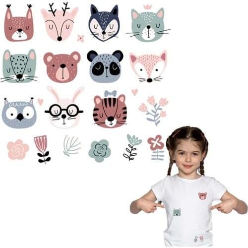 Cute Animal Expressions Set Applique On Clothes A-Level Washable Diy Hoodies Tops Vinyl Thermal Press Iron-On Clothes