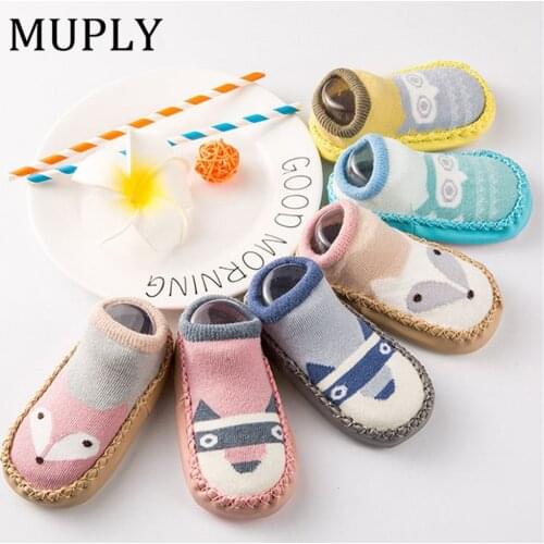 Baby shoes socks Children Infant Cartoon Socks Baby Gift Kids Indoor Floor Socks Leather Sole Non-Slip Thick Towel Socks
