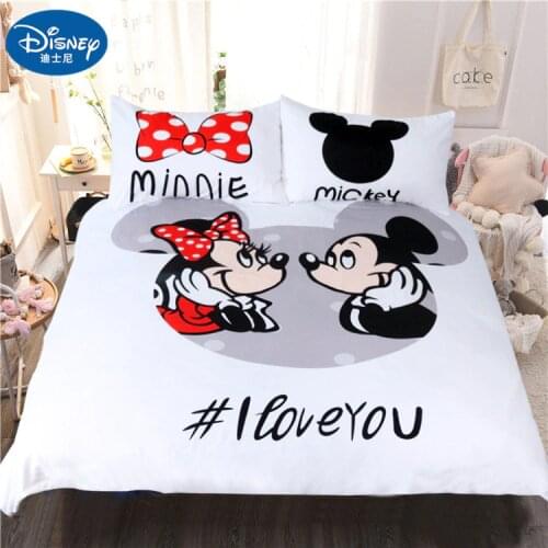 Disney Cartoon Minimie Mouse Pattern Bedding Adult Children Bedroom Decoration White Duvet Quilt Cover Pillowcase Home Fabric