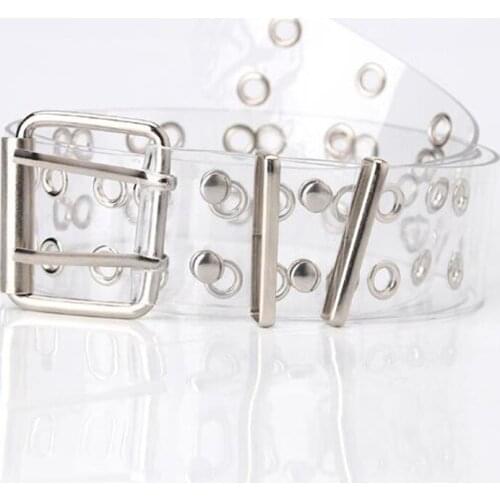 Newest PVC Transparent Waistband Women Wild Belts Square Metal Buckle 4cm*105cm Wide Female Band Ladies