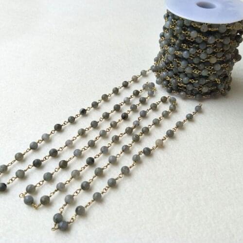 Handcrafted Gold jewelry Finding,Natural gray Jade stone Agate Faceted Beaded Chains,DIY necklace hand chain jewelry making LZ01