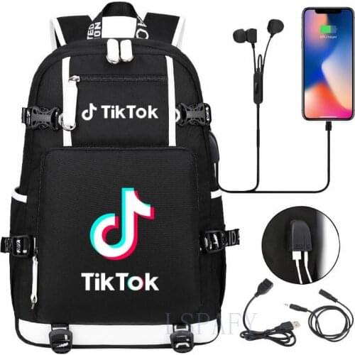 TIK TOK Backpack for Men Women Teenager School Bags with Charging USB Printing Capacity Causal Travel Backpack