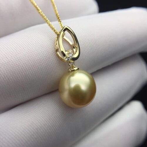 Sinya 18k gold necklace with 12mm big southsea golden pearl pendants high luster fashion design jewelry for women ladies GIFT