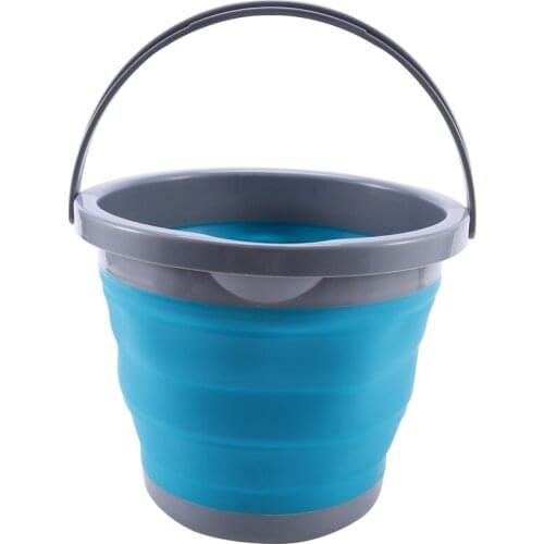 5L Folding Bucket with Cover Portable Folding Bucket Car Wash Fishing Promotion Bathroom Kitchen Silicone Bucket Outdoor Camping