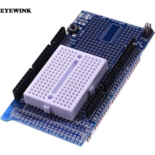 Brand New Prototype Shield Protoshield V3 Expansion Board with Mini Bread Board MEGA Blue + White