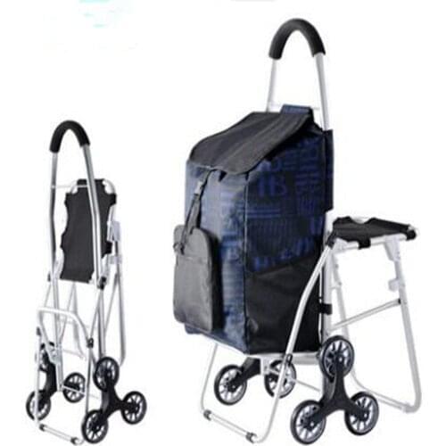 2021 Newest summer the old man shopping cart with stool foldable and portable Climb the stairs trailer