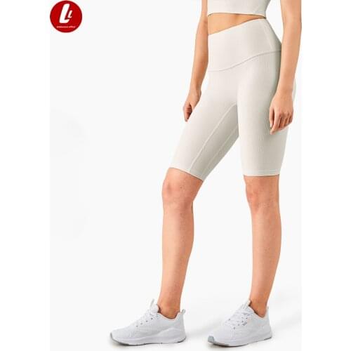 LULUBANANA 8" CAMEL TOE PROOF Ribbed Gym Training Biker Shorts Women High Waist Squat Proof Gym Workout Sport Shorts Activewear