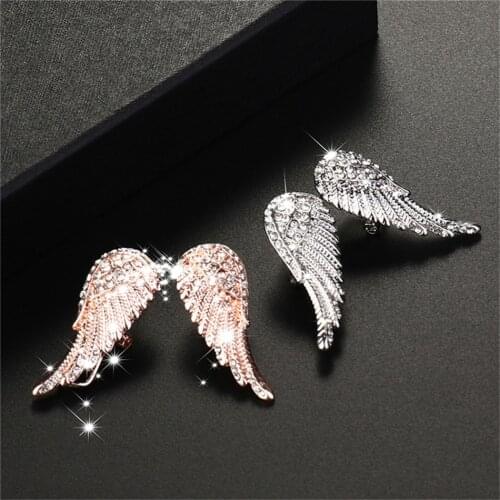PENGBIN Vintage Punk Angel Wings Earrings Artificial Crystal Earrings Stylish Wings Shape Earrings For Party Club