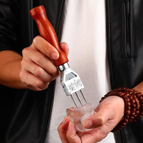 Japanese Ice Hammer Stainless Steel Three Pronged Ice Chipper With Wood Handle Ice Crushers for Cocktail Bartender Bar Tools